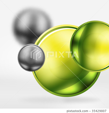 Tech blurred spheres and round circles with glossy Tech blurred spheres and round circles with glossy 35429807