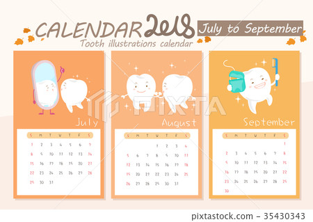 cartoon tooth with calendar cartoon tooth with calendar 35430343