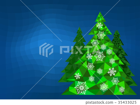 Abstract polygonal Christmas tree with snowflakes Abstract polygonal Christmas tree with snowflakes 35433025