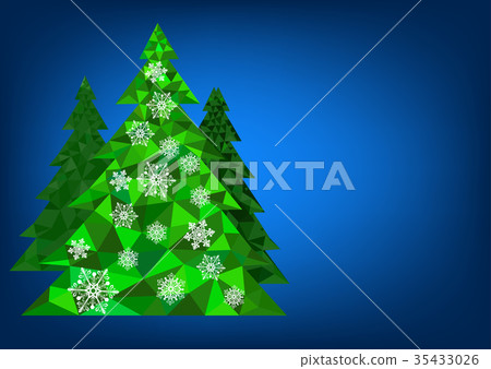Abstract polygonal Christmas tree with snowflakes  35433026