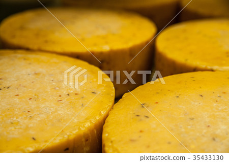 Aging cheese at cheese factory Aging cheese at cheese factory 35433130