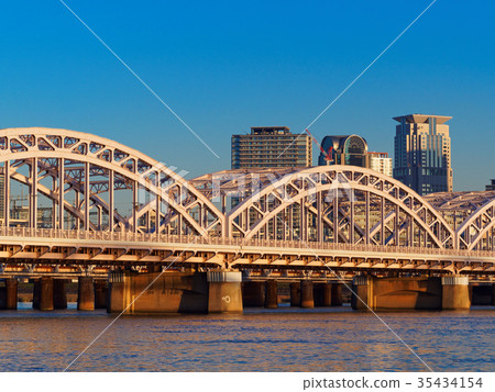 13 Ohashi橋樑和大阪Kita的都市風景由落日照亮 13 Ohashi橋樑和大阪Kita的都市風景由落日照亮 35434154