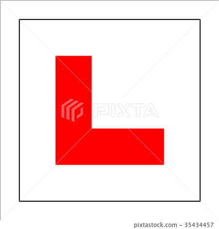 Learner driver plate sign. Drive beginner symbol. 35434457