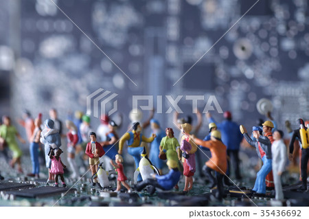 People of various occupations on the foundation of a personal computer 35436692