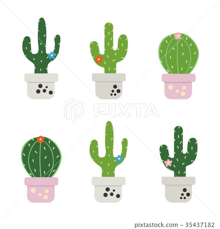 set of funny cactus set of funny cactus 35437182