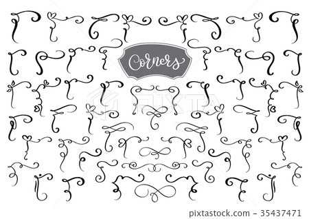 Hand drawn swirl and flourish corners Hand drawn swirl and flourish corners 35437471