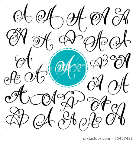 Set of Hand drawn vector calligraphy letter A 35437481