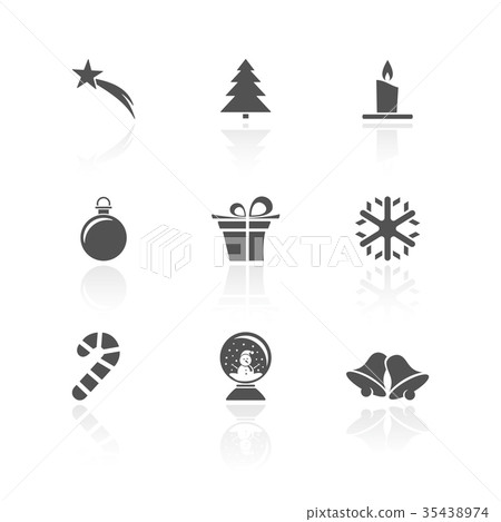 Christmas icon set with reflection Christmas icon set with reflection 35438974
