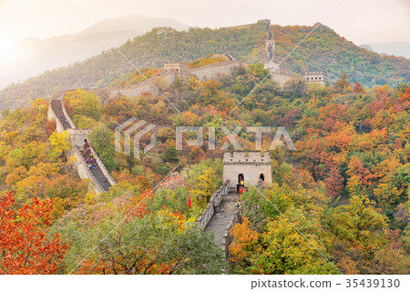 Mutianyu great wall of China in autumn. 35439130
