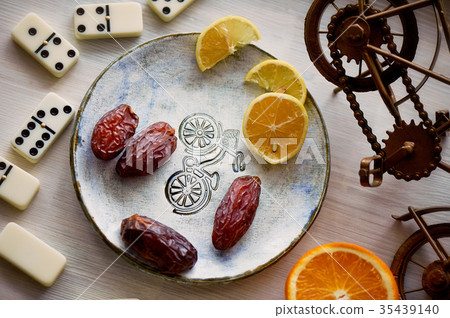 Fun atmosphere of a cozy evening eating dates 35439140