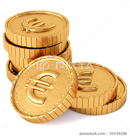 heap of gold coins with euro sign. 35439296
