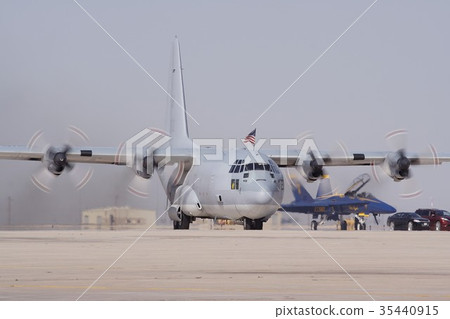 United States Marine Corps KC-130 T Hercules air refueling transport plane on the El Centro base in California United States Marine Corps KC-130 T Hercules air refueling transport plane on the El Centro base in California 35440915