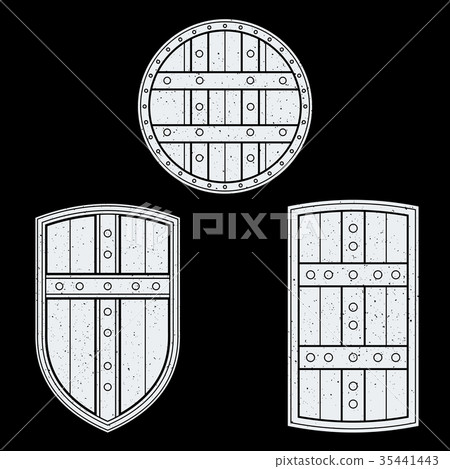 vector monochrome medieval shields set. - Stock Illustration [35441443 ...
