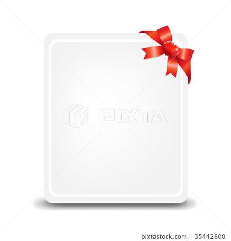 Banner With Red Ribbon And Heart 35442800