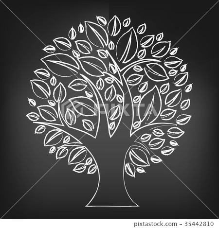 Black Chalk Board With Abstract Tree 35442810