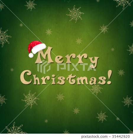 Vintage Merry Christmas Card With Santa Hat Vintage Merry Christmas Card With Santa Hat 35442920