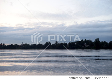 View of river at cloud day. View of river at cloud day. 35444332