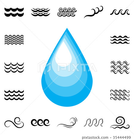 Blue drop vector icon 35444499