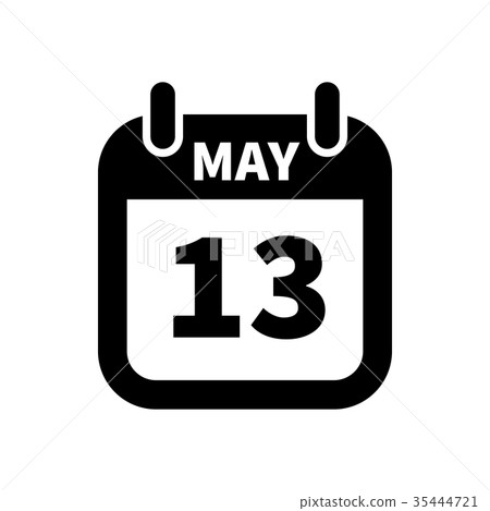Simple black calendar icon with 13 may date Simple black calendar icon with 13 may date 35444721
