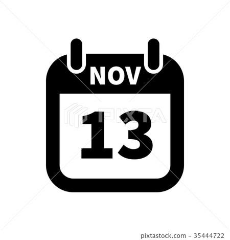 Simple black calendar icon with 13 november date Simple black calendar icon with 13 november date 35444722