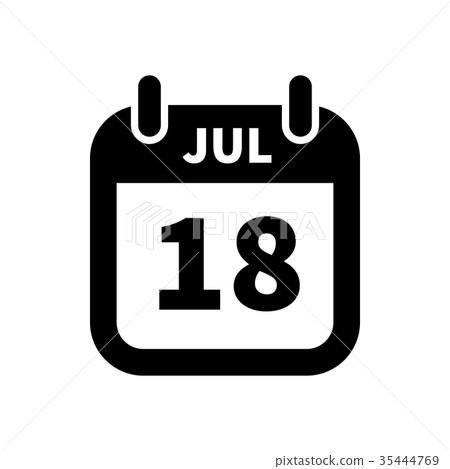 Simple black calendar icon with 18 july date - Stock Illustration ...