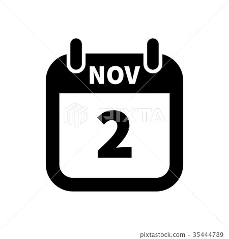 Simple black calendar icon with 2 november date 35444789