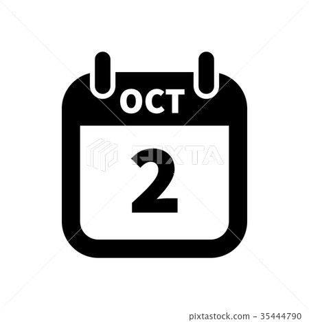 Simple black calendar icon with 2 october date Simple black calendar icon with 2 october date 35444790