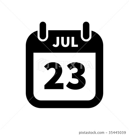 Simple black calendar icon with 23 july date 35445039