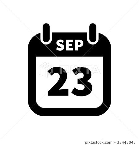Simple black calendar icon with 23 september date 35445045