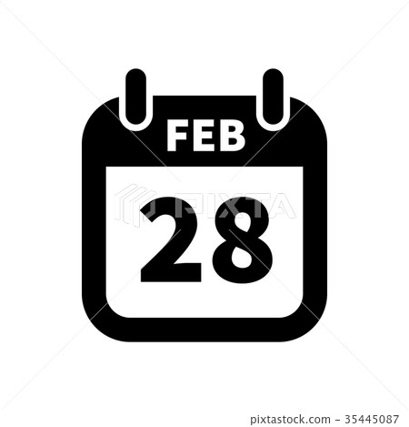 Simple black calendar icon with 28 february date 35445087