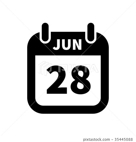 Simple black calendar icon with 28 june date 35445088