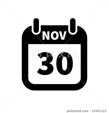 Simple black calendar icon with 30 november date Simple black calendar icon with 30 november date 35445125
