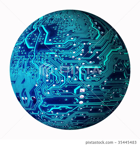 circuit board sphere isolated on white background circuit board sphere isolated on white background 35445483