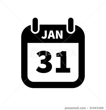 Simple black calendar icon with 31 january date 35445489