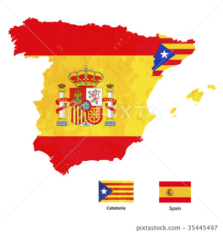 Spain and catalonia flags Royalty Free Vector Image