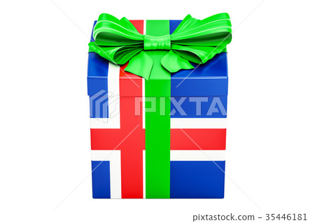 Gift box with flag of Iceland, holiday concept 35446181
