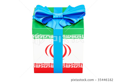 Gift box with flag of Iran, holiday concept 35446182