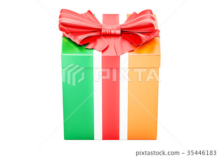 Gift box with flag of Ireland, holiday concept 35446183
