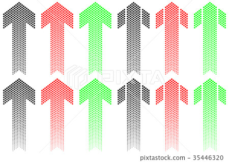 Arrow of decreasing dots with angular end Arrow of decreasing dots with angular end 35446320