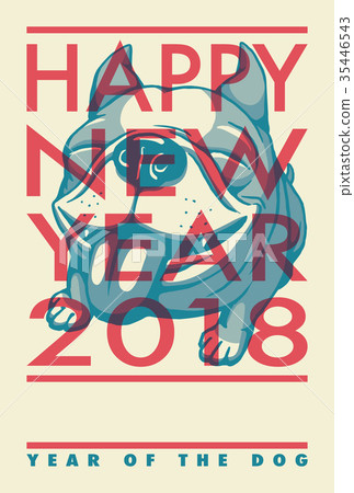 2018年新年卡片模板_French Bulldog_HNY_補充空間免費 2018年新年卡片模板_French Bulldog_HNY_補充空間免費 35446543