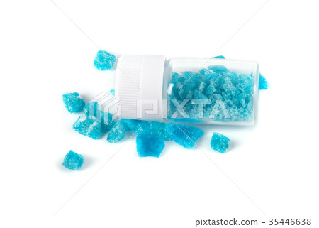 Blue crystal of methamphetamine isolated on white 35446638