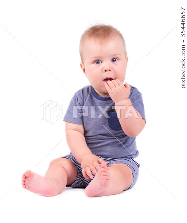 Portrait of smiling baby boy isolated on white Portrait of smiling baby boy isolated on white 35446657
