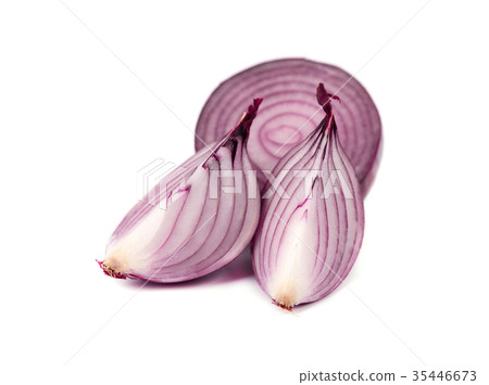 Red sliced onion isolated on white background. 35446673