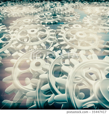 White gears and cogs macro 35447417