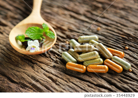 Herbal capsule powder from herb for healthy eating 35448929