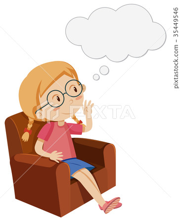 Little girl sitting on armchair 35449546