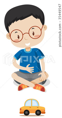 Little boy playing with car 35449547