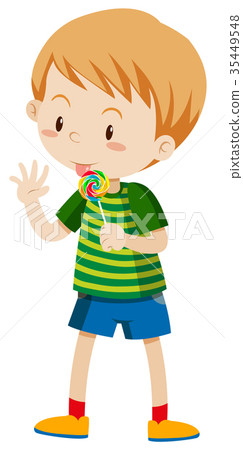 Little boy licking lollipop 35449548