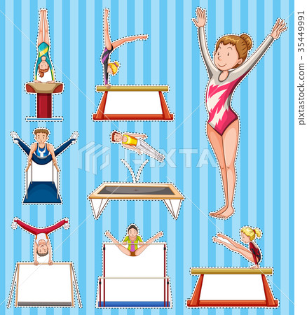 Sticker set for people doing gymnastics Sticker set for people doing gymnastics 35449991