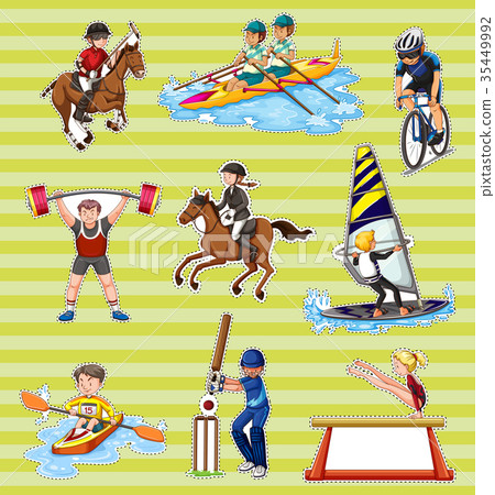 Sticker set with people playing different sports Sticker set with people playing different sports 35449992